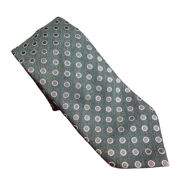Ermenegildo Zegna Green Polka Dot Tie Wool/Silk Blend Made in Italy Designer - Picture 1 of 6